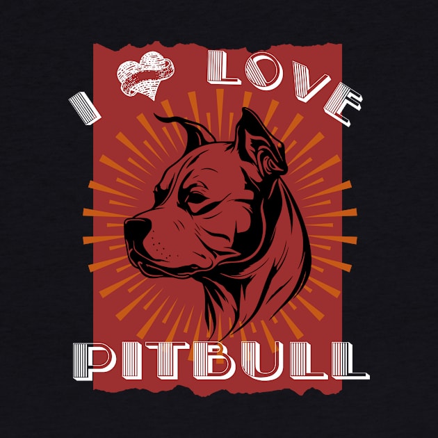 I Love Pitbull, Retro Art by DesingHeven